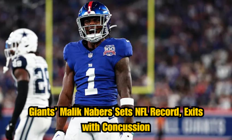 Giants’ Malik Nabers Sets NFL Record, Exits with Concussion